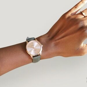 Monroe Solérose Rose Gold Charcoal Leather Watch